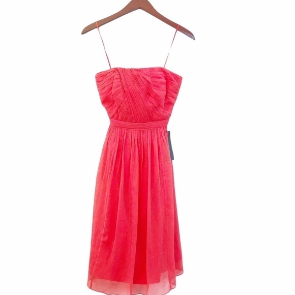 J. CREW COLLECTION NWT Silk Strapless Party Dress Size 2 in Coral Pink - Picture 16 of 16
